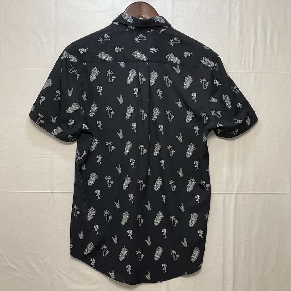 International Report Mens Button Down Shirt Medium Black Novelty Print - Picture 2 of 7